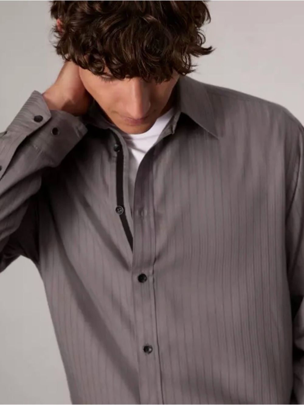 NWT Rag And Bone Men’s Large Matthew Striped Modal Shirt Button Long Sleeve Gray